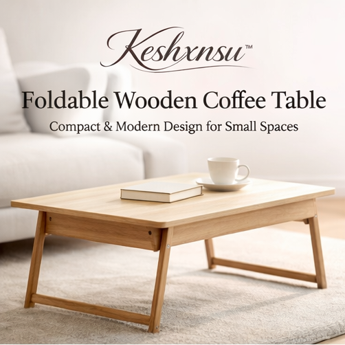 Keshxnsu™ Foldable Wooden Coffee Table – Compact & Modern Design for Small Spaces, Foldable Coffee Table, Small Space Furniture, Wooden Coffee Table, Modern Living Room Table, Compact Design, Space-Saving Furniture