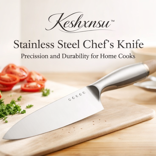 Keshxnsu™ Stainless Steel Chef's Knife – Precision and Durability for Home Cooks, Chef's Knife, Stainless Steel, Kitchen Tools, Durable Kitchenware, Home Cooking Essentials, Ergonomic Handle